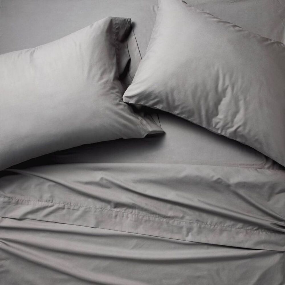 Full 400 Thread Count Percale Sheet Set Dark Gray - Casaluna